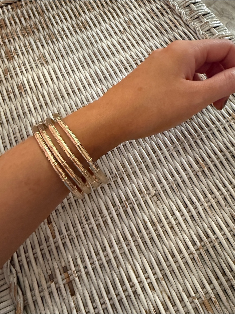 Gold Textured Stackable Bangle Bracelets (Set of 4)